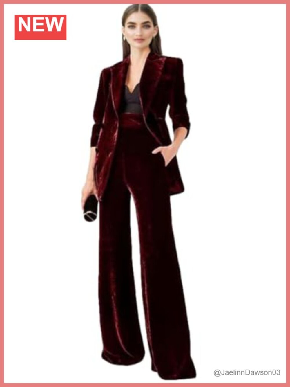 Velvet Suit for Women 2 PC Double Breasted Pant Suit Business Outfit